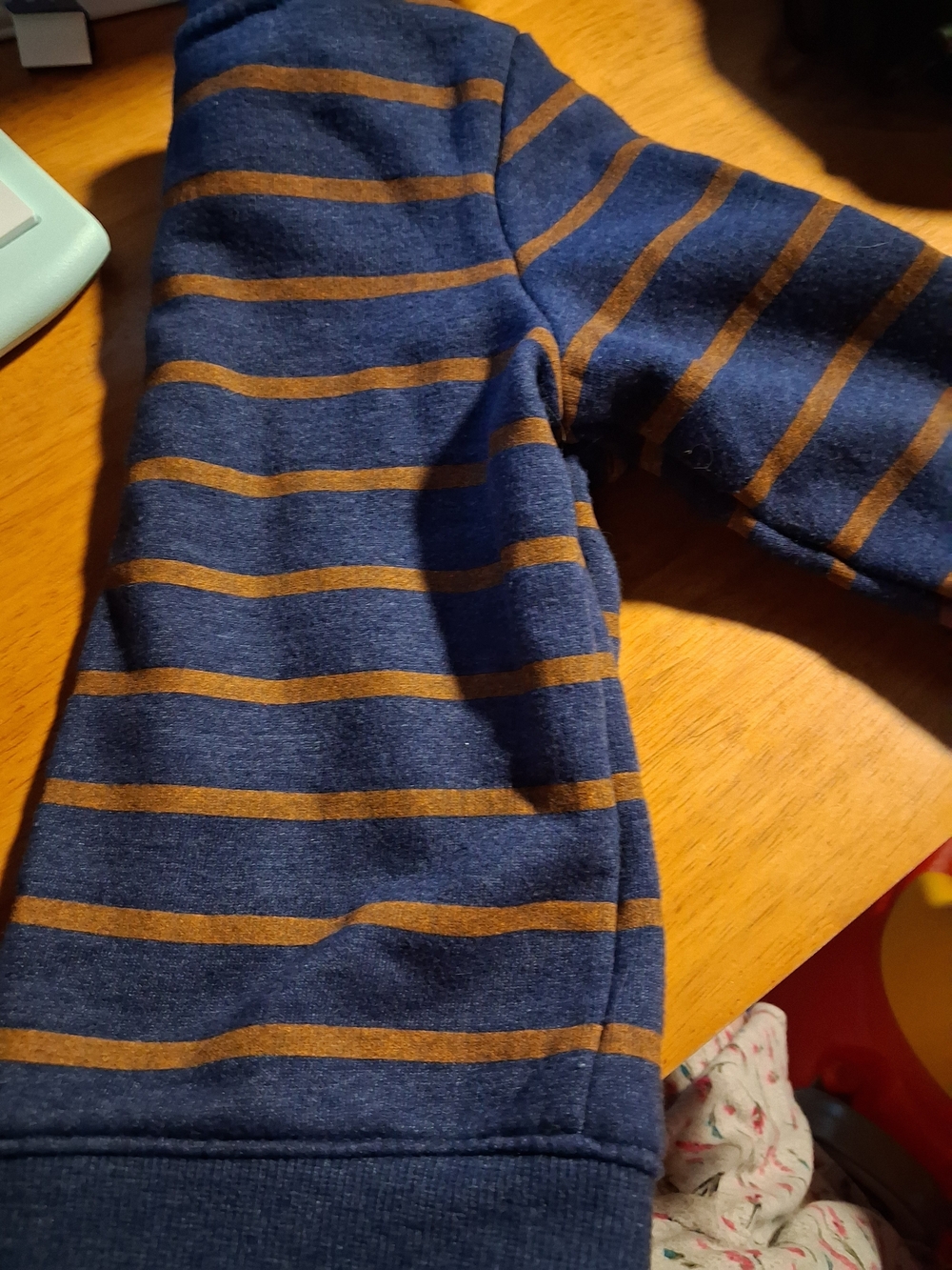 Cat & Jack Navy Blue and Orange Striped Kids Crewneck